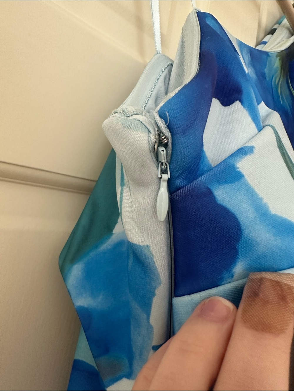 Adrianna Papell Blue Floral One-Shoulder Evening Dress - Picture 5 of 8